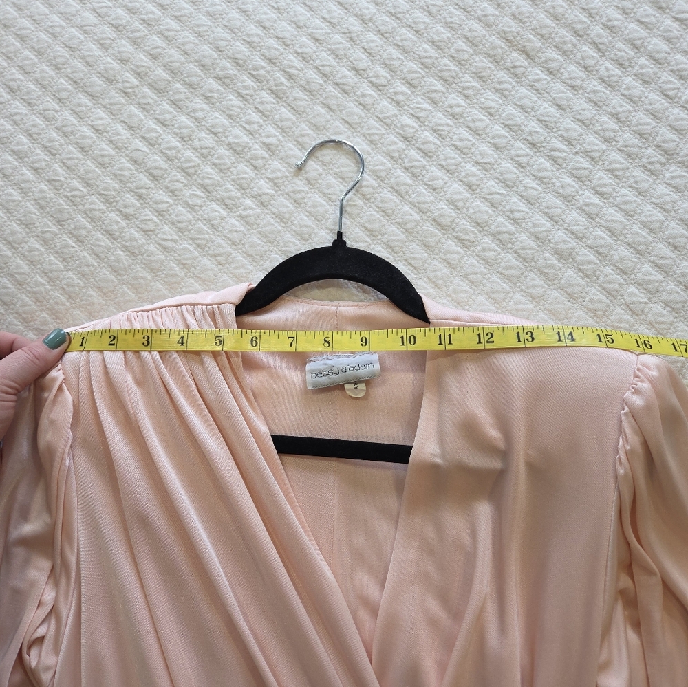 VTG Betsy & Adam Evening Dress Size 6 Pink Draping Wrap Beaded Clasp 80s Glam - Picture 10 of 16